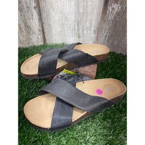 Western Chief Women's Metallic Cross Sandals Black Size 11